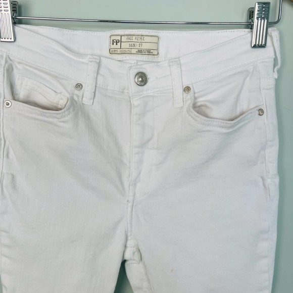 Free People Busted Knee Skinny Fit Jeans White Distressed #OB636273R Size 27 - Picture 9 of 13